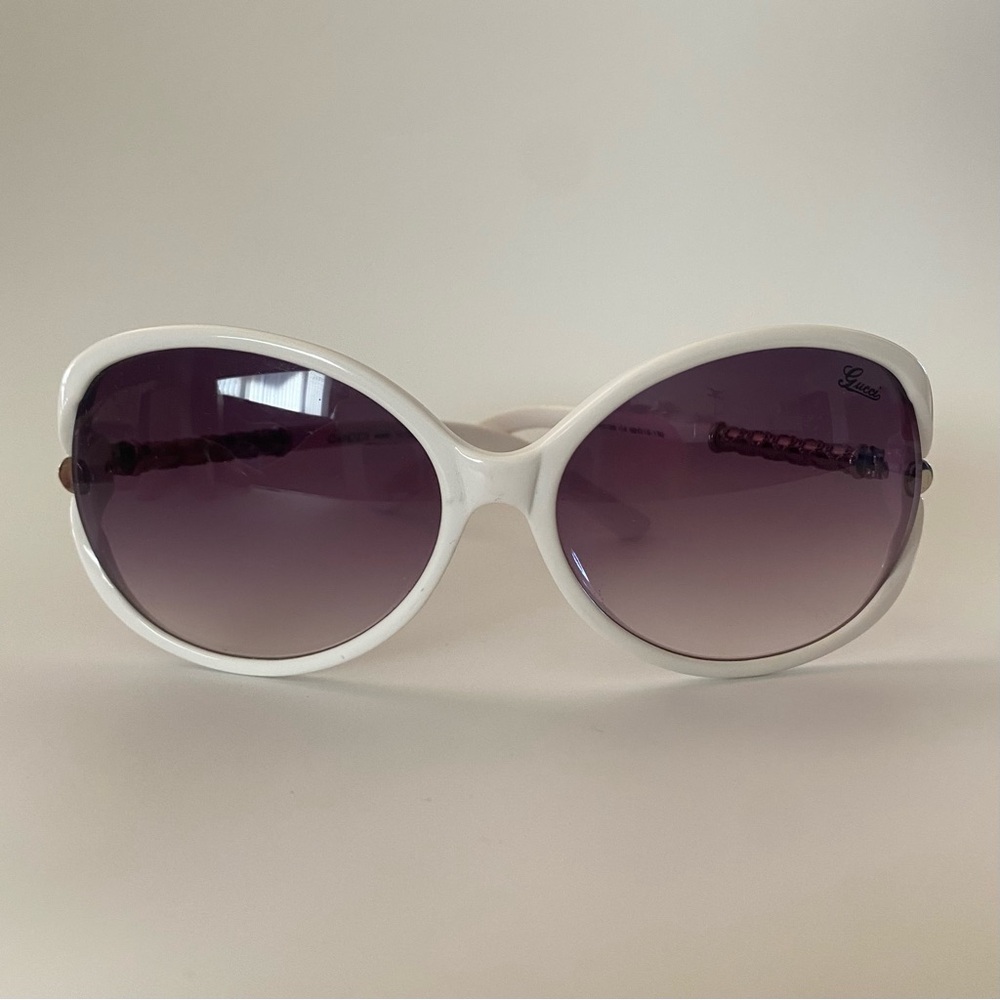 Gucci White Sunglasses with Purple Lenses